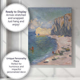 Impressionist Coastal Cliffs Beach and Fishing Boats Canvas Wall Art Print Decor Picture Ready to Hang