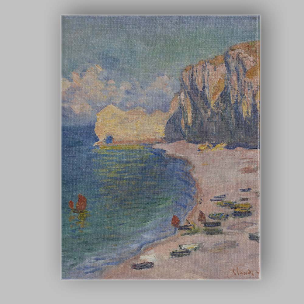 Impressionist Coastal Cliffs Beach and Fishing Boats Canvas Wall Art Print Decor Picture Ready to Hang
