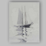 Minimalist Monochrome Sailboat Watercolour Nautical Painting Canvas Wall Art Print Decor Picture Ready to Hang