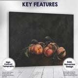 Classic Peaches Still Life Dark Background Oil Painting Canvas Wall Art Print Decor Picture Ready to Hang