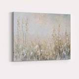 Soft Neutral Wildflower Meadow Textured Impressionist Landscape Canvas Wall Art Print Decor Picture Ready to Hang