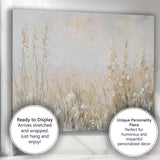 Soft Neutral Wildflower Meadow Textured Impressionist Landscape Canvas Wall Art Print Decor Picture Ready to Hang
