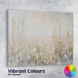 Soft Neutral Wildflower Meadow Textured Impressionist Landscape Canvas Wall Art Print Decor Picture Ready to Hang
