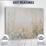 Soft Neutral Wildflower Meadow Textured Impressionist Landscape Canvas Wall Art Print Decor Picture Ready to Hang