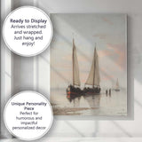 Minimalist Coastal Sailing Boats Calm Shore Seascape Canvas Wall Art Print Decor Picture Ready to Hang