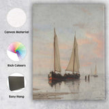 Minimalist Coastal Sailing Boats Calm Shore Seascape Canvas Wall Art Print Decor Picture Ready to Hang