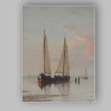Minimalist Coastal Sailing Boats Calm Shore Seascape Canvas Wall Art Print Decor Picture Ready to Hang