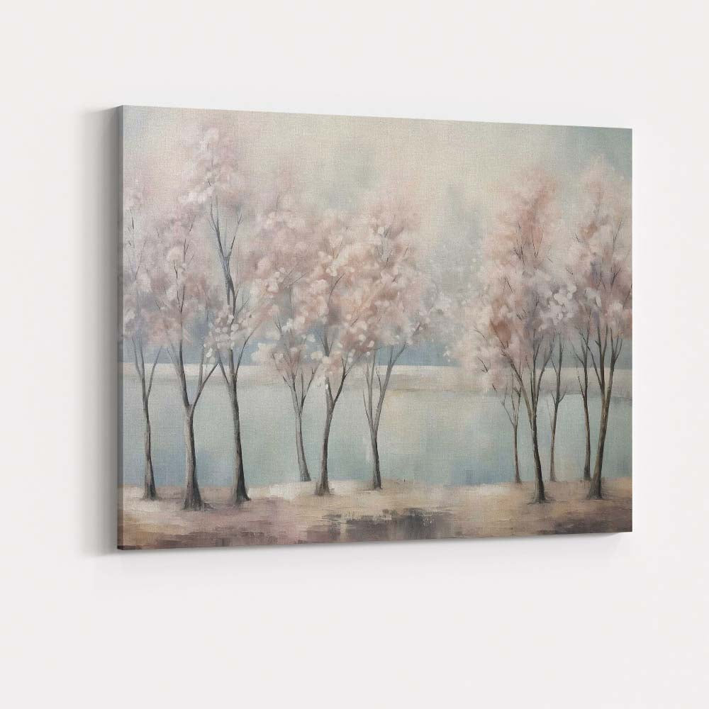 Dreamy Blossom Trees Serene Lake Landscape Canvas Wall Art Print Decor Picture Ready to Hang