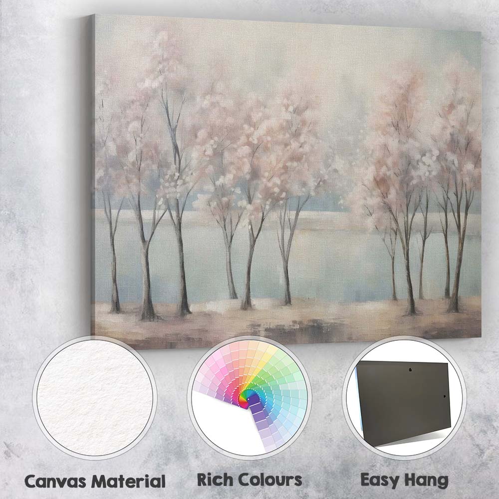Dreamy Blossom Trees Serene Lake Landscape Canvas Wall Art Print Decor Picture Ready to Hang