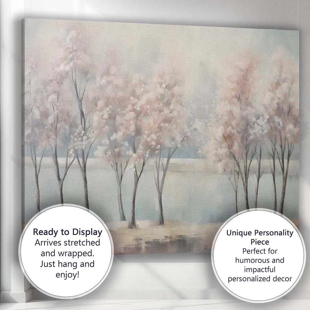 Dreamy Blossom Trees Serene Lake Landscape Canvas Wall Art Print Decor Picture Ready to Hang