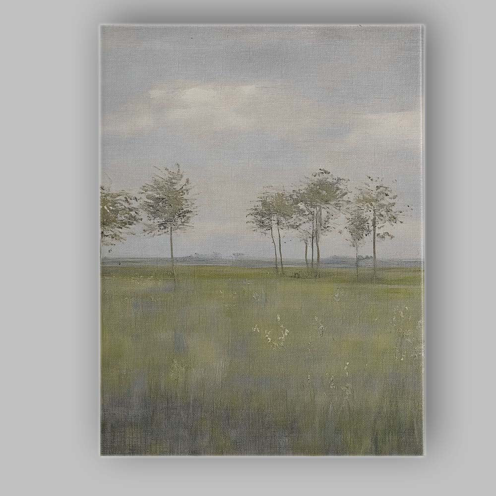 Soft Green Meadow Trees Minimalist Countryside Landscape Canvas Wall Art Print Decor Picture Ready to Hang