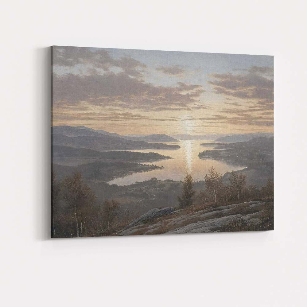 Misty Mountain Lake Sunrise Panorama Landscape Canvas Wall Art Print Decor Picture Ready to Hang