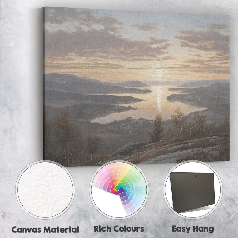 Misty Mountain Lake Sunrise Panorama Landscape Canvas Wall Art Print Decor Picture Ready to Hang