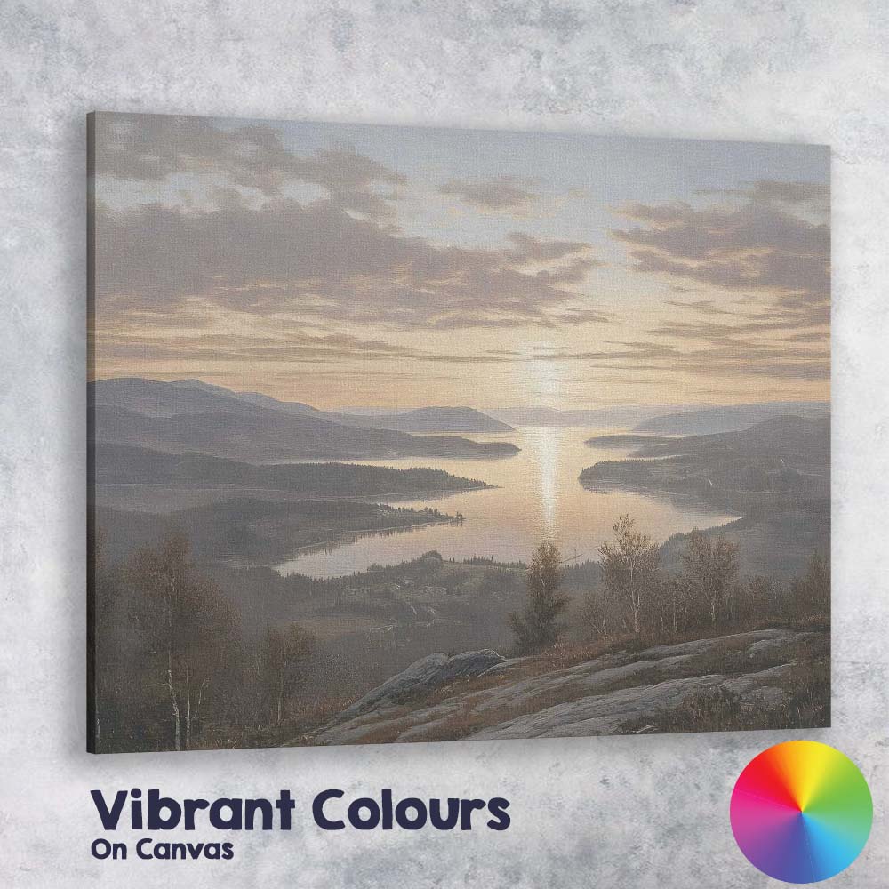 Misty Mountain Lake Sunrise Panorama Landscape Canvas Wall Art Print Decor Picture Ready to Hang
