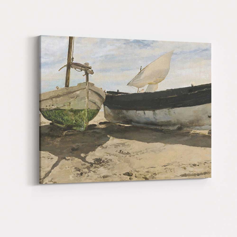 Rustic Fishing Boats Coastal Harbour Seaside Painting Canvas Wall Art Print Decor Picture Ready to Hang