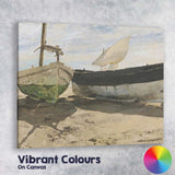 Rustic Fishing Boats Coastal Harbour Seaside Painting Canvas Wall Art Print Decor Picture Ready to Hang