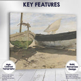 Rustic Fishing Boats Coastal Harbour Seaside Painting Canvas Wall Art Print Decor Picture Ready to Hang