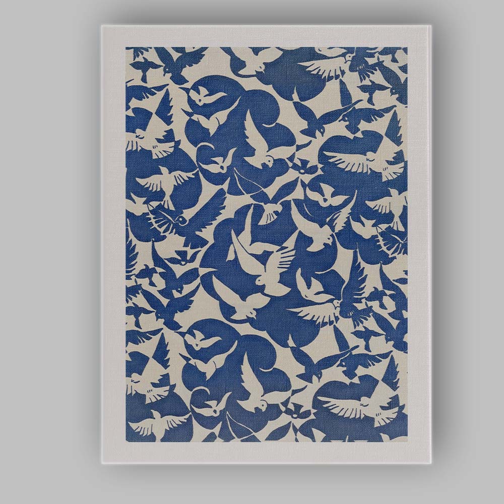 Blue White Flying Dove Abstract Pattern Canvas Wall Art Print Decor Picture Ready to Hang