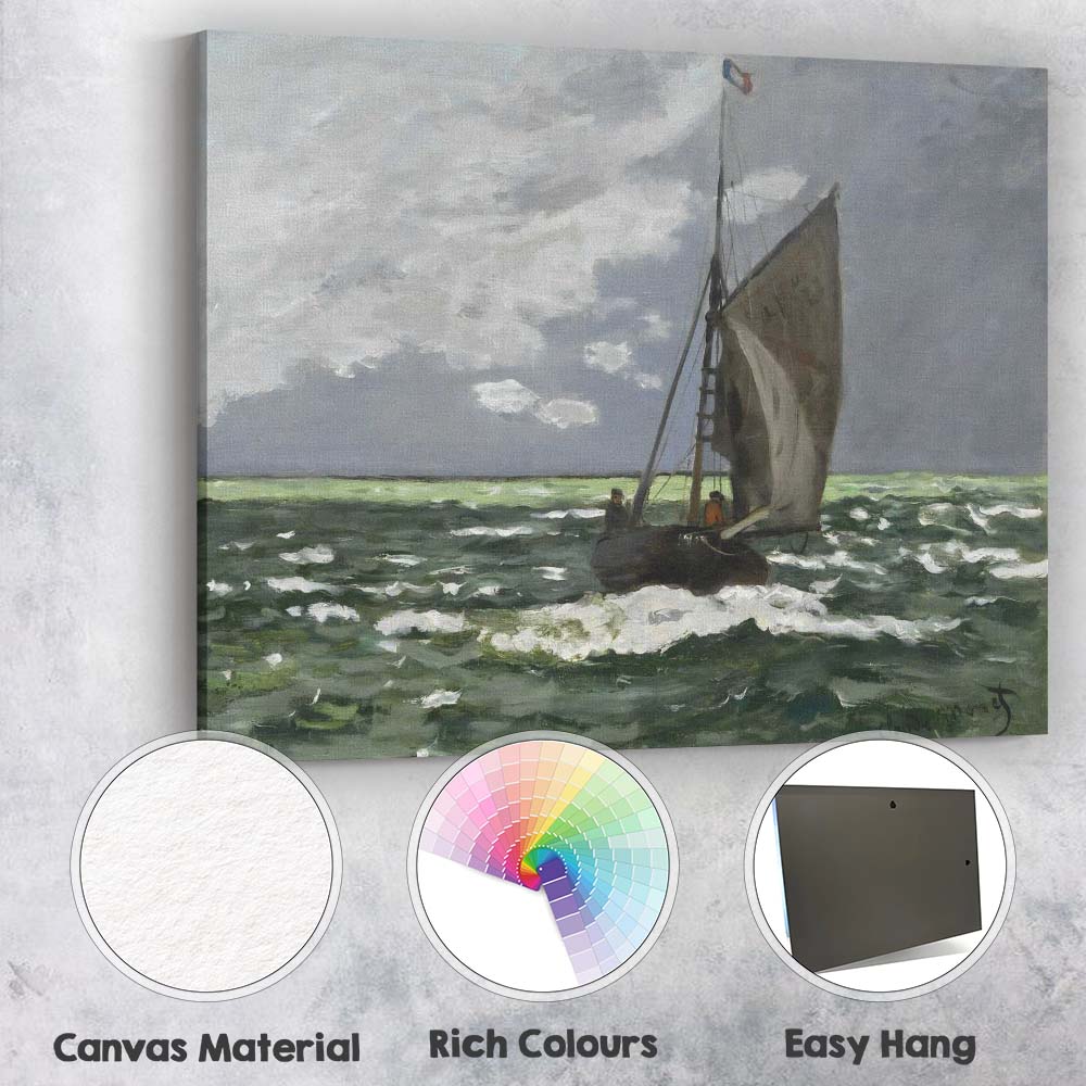 Classic Sailing Boat Stormy Sea Marine Painting Canvas Wall Art Print Decor Picture Ready to Hang