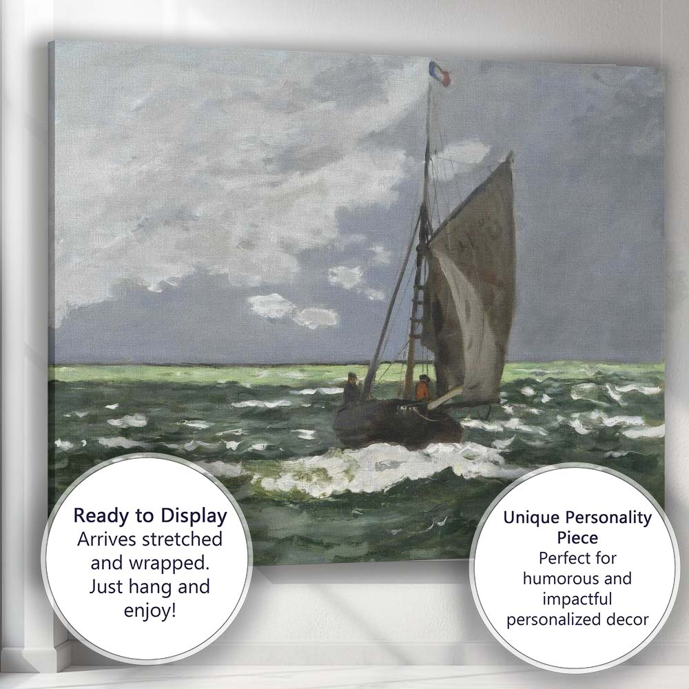 Classic Sailing Boat Stormy Sea Marine Painting Canvas Wall Art Print Decor Picture Ready to Hang