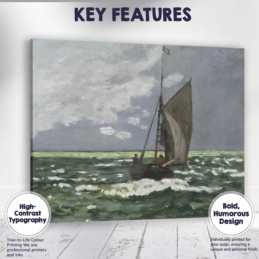Classic Sailing Boat Stormy Sea Marine Painting Canvas Wall Art Print Decor Picture Ready to Hang