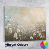 Soft White Wildflower Meadow Botanical Minimalist Floral Canvas Wall Art Print Decor Picture Ready to Hang