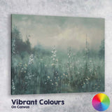 Misty Blue Wildflower Meadow Atmospheric Landscape Canvas Wall Art Print Decor Picture Ready to Hang