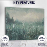 Misty Blue Wildflower Meadow Atmospheric Landscape Canvas Wall Art Print Decor Picture Ready to Hang