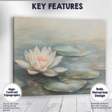 Serene White Water Lily Pond Botanical Floral Canvas Wall Art Print Decor Picture Ready to Hang
