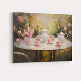 Romantic Garden Tea Party Floral Impressionist Canvas Wall Art Print Decor Picture Ready to Hang