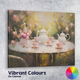 Romantic Garden Tea Party Floral Impressionist Canvas Wall Art Print Decor Picture Ready to Hang