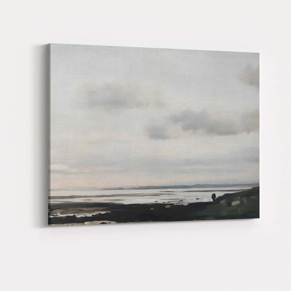 Minimalist Coastal Shoreline Overcast Sky Seascape Canvas Wall Art Print Decor Picture Ready to Hang