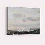 Minimalist Coastal Shoreline Overcast Sky Seascape Canvas Wall Art Print Decor Picture Ready to Hang