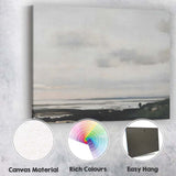 Minimalist Coastal Shoreline Overcast Sky Seascape Canvas Wall Art Print Decor Picture Ready to Hang