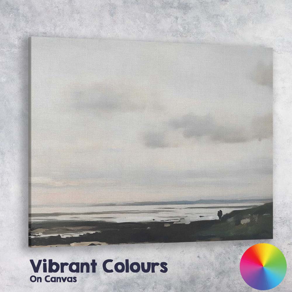 Minimalist Coastal Shoreline Overcast Sky Seascape Canvas Wall Art Print Decor Picture Ready to Hang