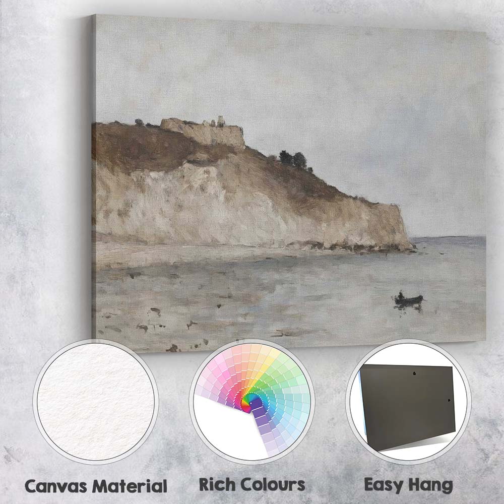 Coastal Clifftop Castle Calm Sea Landscape Canvas Wall Art Print Decor Picture Ready to Hang