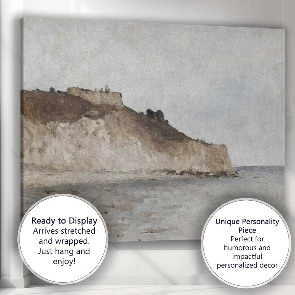 Coastal Clifftop Castle Calm Sea Landscape Canvas Wall Art Print Decor Picture Ready to Hang