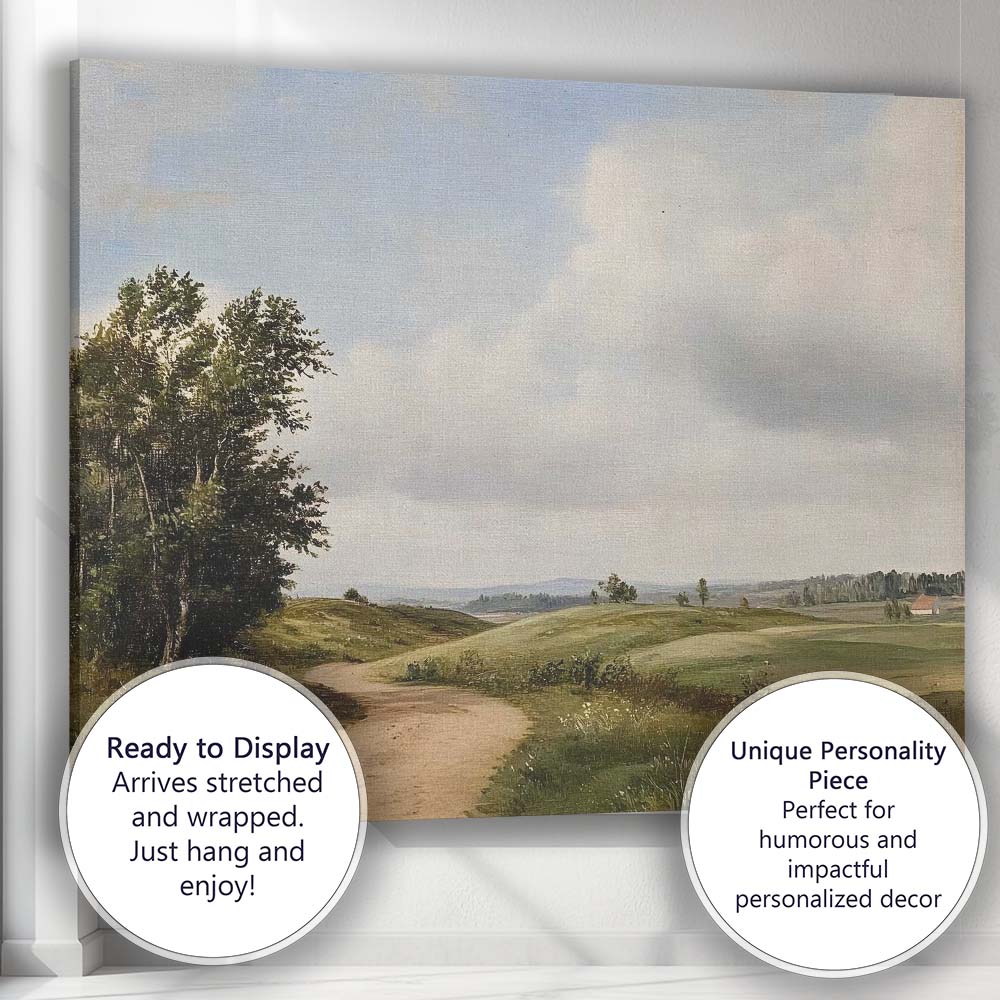 Country Lane Rolling Green Hills Rural Landscape Canvas Wall Art Print Decor Picture Ready to Hang