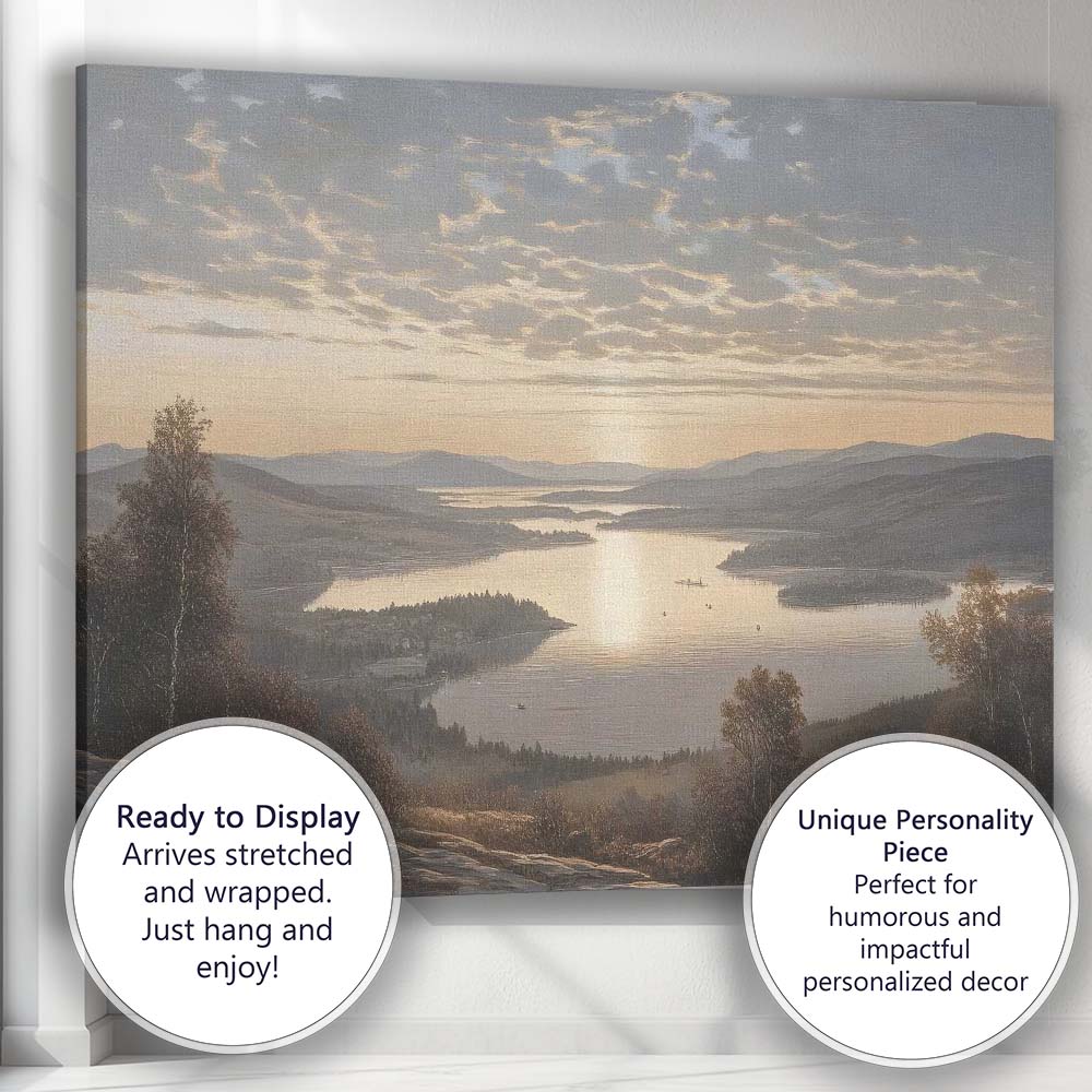 Panoramic Mountain Lake Sunrise Scenic Landscape Canvas Wall Art Print Decor Picture Ready to Hang