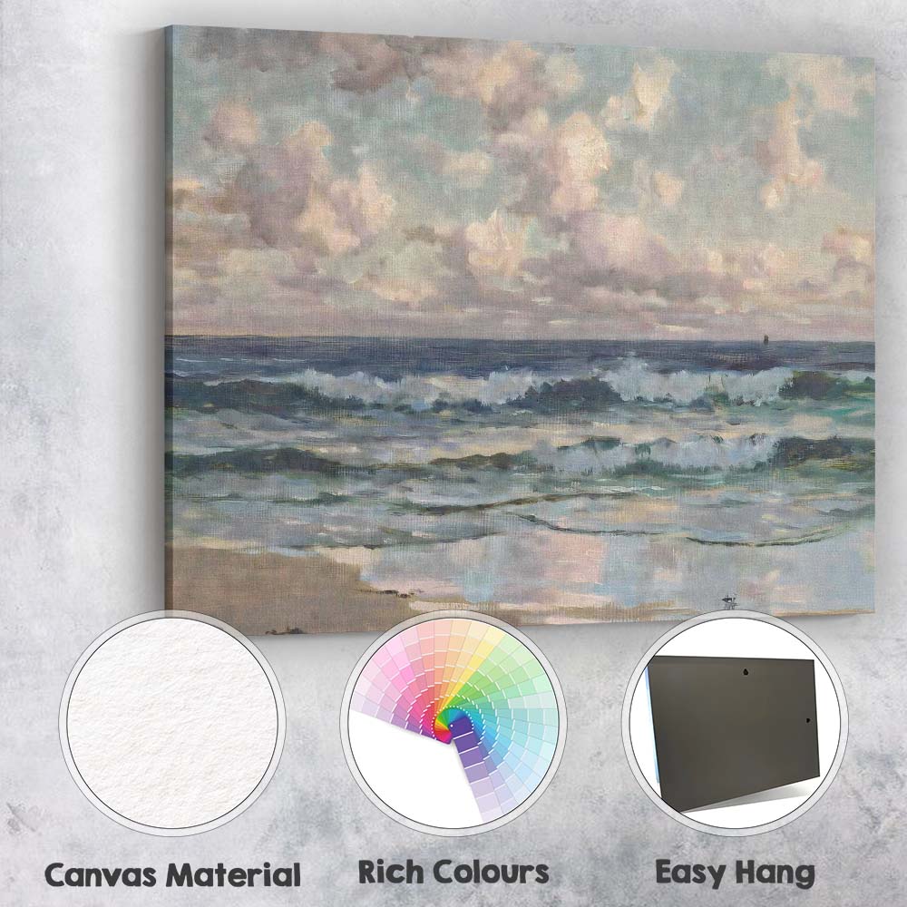 Pastel Ocean Waves Coastal Seascape Impressionist Canvas Wall Art Print Decor Picture Ready to Hang