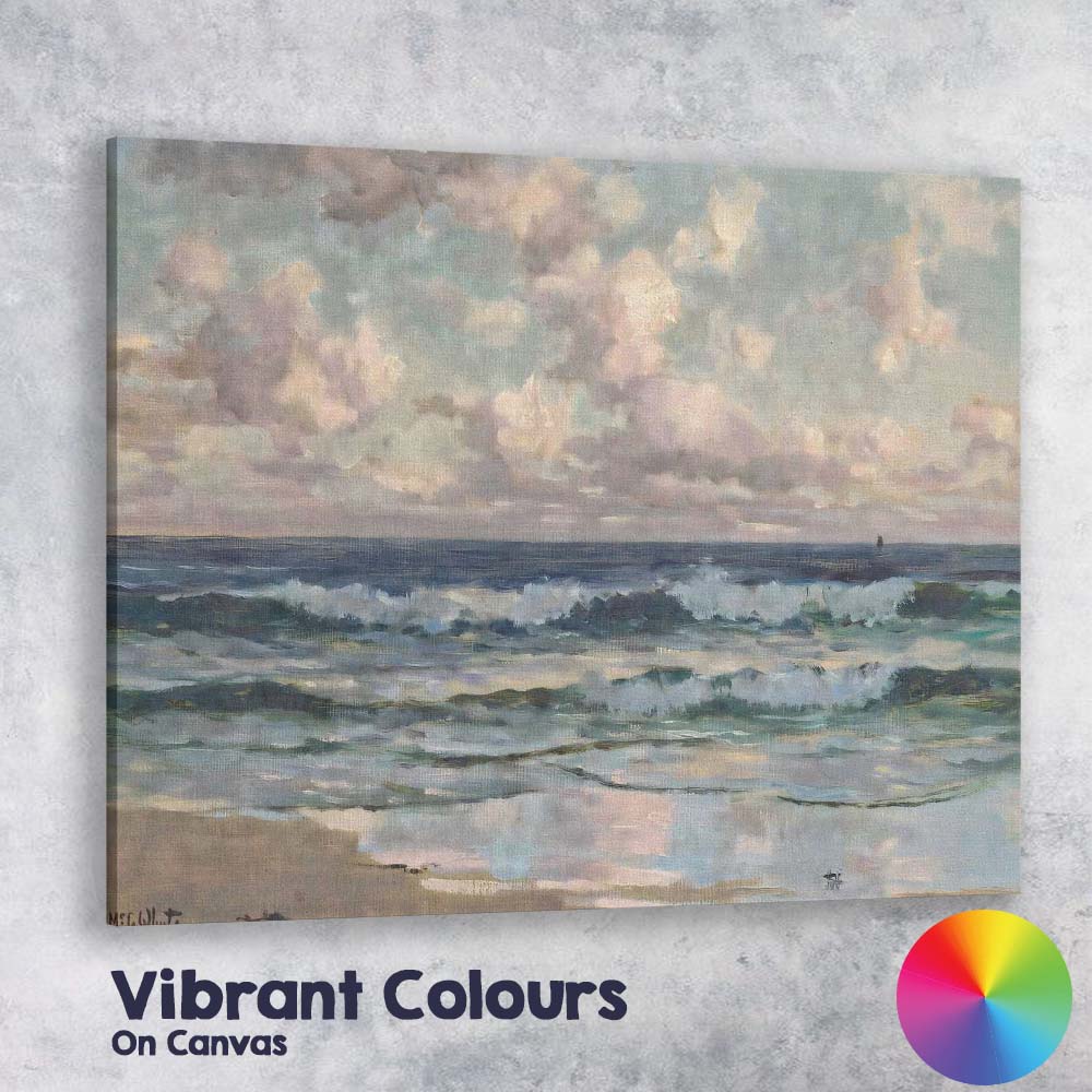 Pastel Ocean Waves Coastal Seascape Impressionist Canvas Wall Art Print Decor Picture Ready to Hang