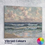 Pastel Ocean Waves Coastal Seascape Impressionist Canvas Wall Art Print Decor Picture Ready to Hang