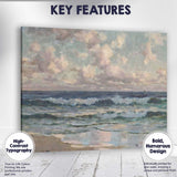 Pastel Ocean Waves Coastal Seascape Impressionist Canvas Wall Art Print Decor Picture Ready to Hang
