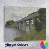 Impressionist Steam Train Railway Bridge River Landscape Classic Painting Canvas Wall Art Print Decor Picture Ready to Hang