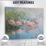 Contemporary Pink Flamingo Flock Waterside Wildlife Abstract Painting Canvas Wall Art Print Decor Picture Ready to Hang