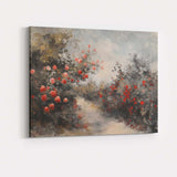 Romantic Red Rose Garden Path Impressionist Floral Landscape Canvas Wall Art Print Decor Picture Ready to Hang
