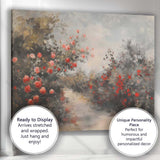Romantic Red Rose Garden Path Impressionist Floral Landscape Canvas Wall Art Print Decor Picture Ready to Hang