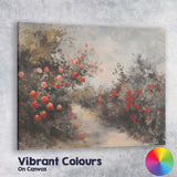 Romantic Red Rose Garden Path Impressionist Floral Landscape Canvas Wall Art Print Decor Picture Ready to Hang