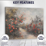 Romantic Red Rose Garden Path Impressionist Floral Landscape Canvas Wall Art Print Decor Picture Ready to Hang