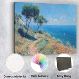 Sunny Coastal Cliff Wildflower Path Seascape Impressionist Canvas Wall Art Print Decor Picture Ready to Hang